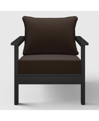 Outdoor Modern HDPE Patio Black Club Chair with Deep Seat Cushions
