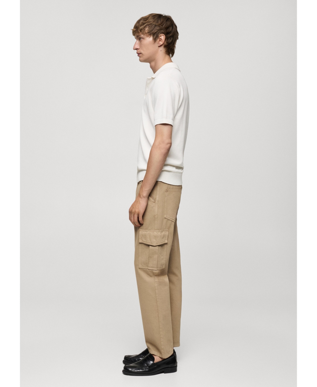Mango Regular Fit Cargo Jeans In Khaki