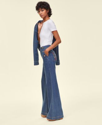 Disney | Macy's Women's Minnie Majorette High Rise Wide-Leg Jeans, Created for Macy's