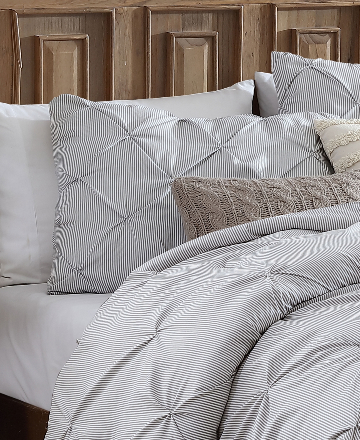 Swift Home Classic Stripes Pintuck 3-pc. Comforter Set, King In Grey