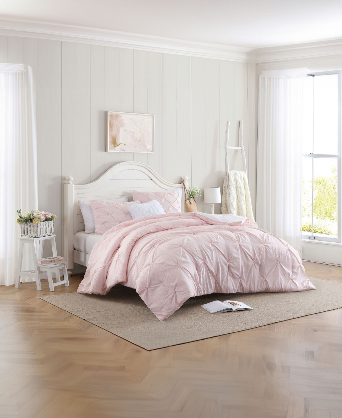Swift Home Classic Stripes Pintuck 2-pc. Comforter Set, Twin In Pink