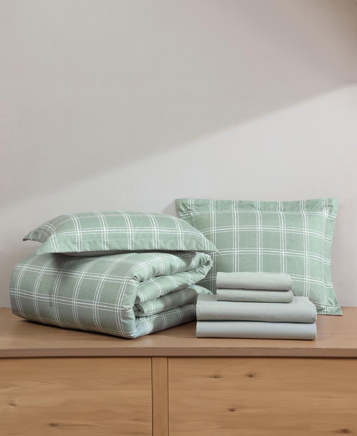 Swift Home Grid Plaid Reversible 5-pc. Comforter Set, Twin In Green