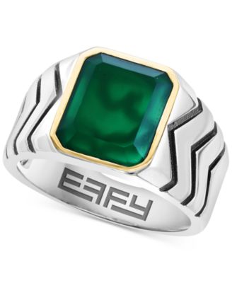 EFFY Collection - Men's Green Onyx (3-3/4 ct. t.w.) Statement Ring in 14k Gold Over Sterling Silver & Sterling Silver