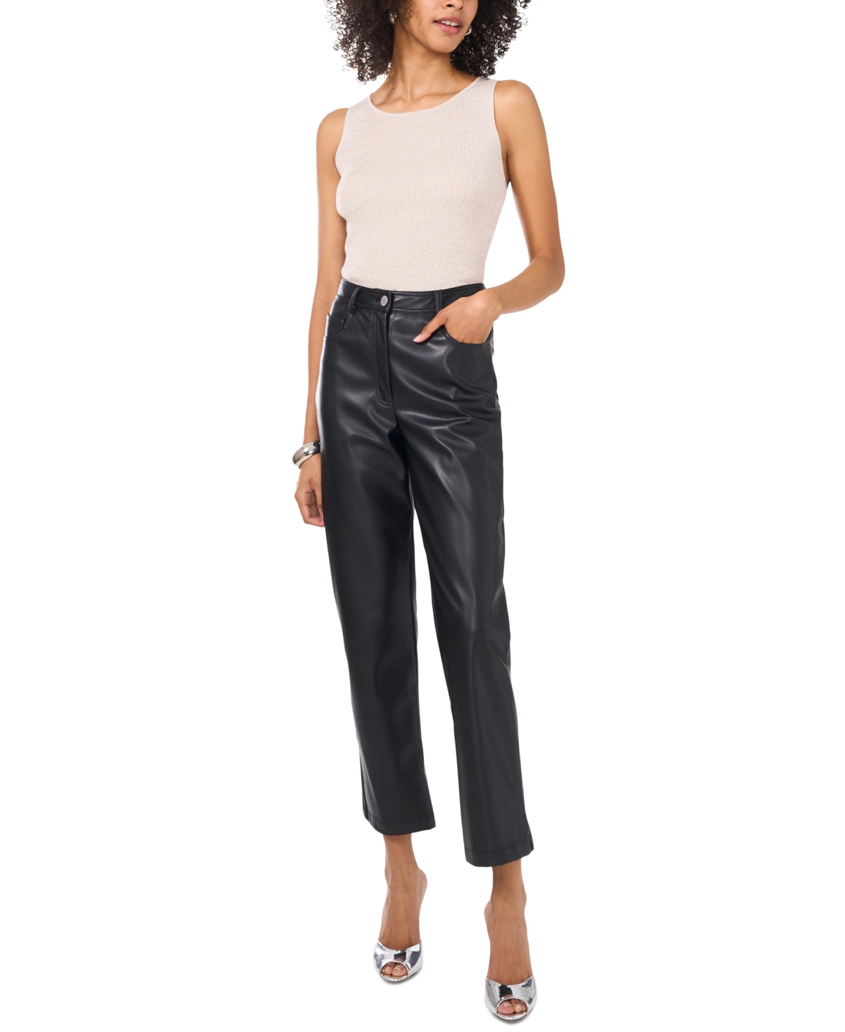 Vince Camuto Women's Metallic Ribbed Sleeveless Sweater