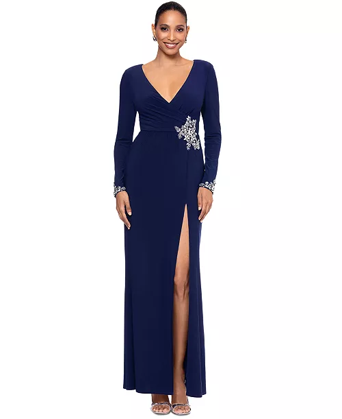 women's embellished surplice gown