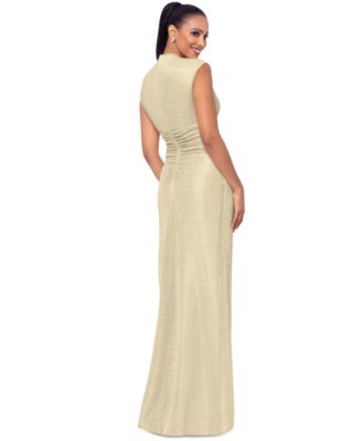 Women's Metallic Ruched Gown