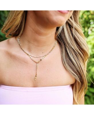 Non-Tarnishing 14k Gold-Filled Chain and White Enamel Bead Necklace