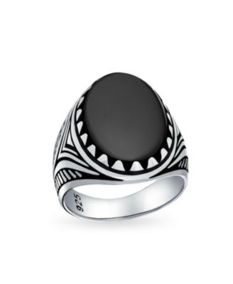 Natural Black Onyx Oval Cabochon Western Claw Ring Sterling Silver