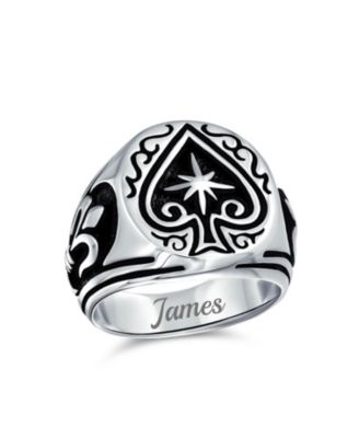 Large Good Luck Black Ace Of Spade Ring .925 Sterling Silver