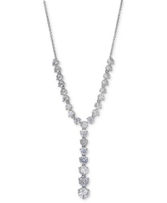 Eliot Danori - Silver-Tone Graduated Round Cubic Zirconia Lariat Necklace