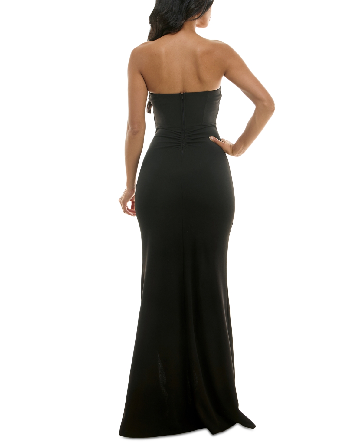 Emerald Sundae Juniors' Strapless Sweetheart-neck Corset Gown In Black