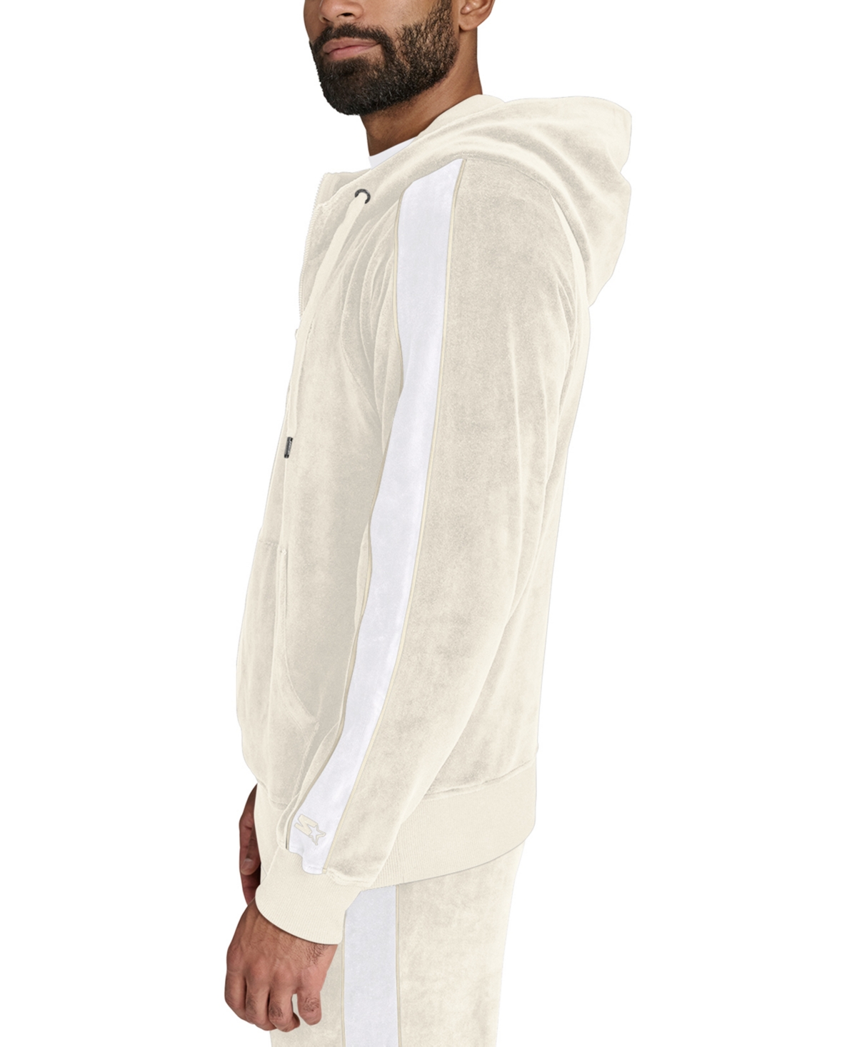 Starter Men's Velour Quarter-Zip Jersey-Lined Hoodie