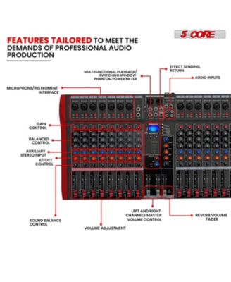 Audio Mixer 16 Channel DJ Controller Professional Sound Board Bluetooth USB MX 16CH