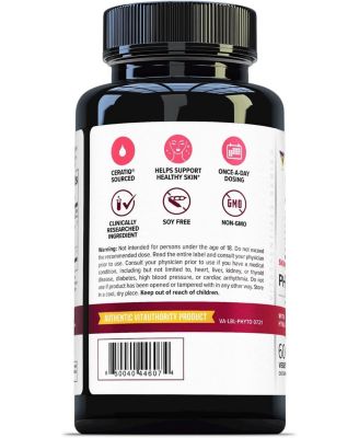 Phytoceramides Skin Hydration Support Capsules, Anti Aging Supplement for Women with Hyaluronic Acid and Phytoceramides, 60ct