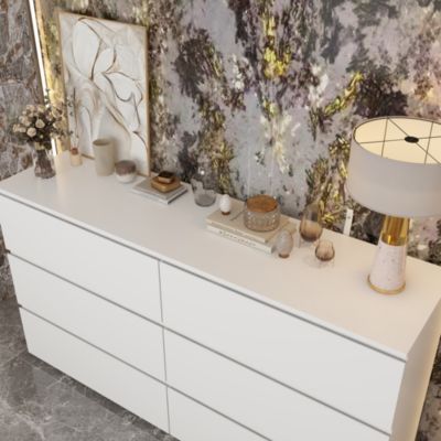 6-Drawers White Wood Chest of Drawer Cabinet Organizer