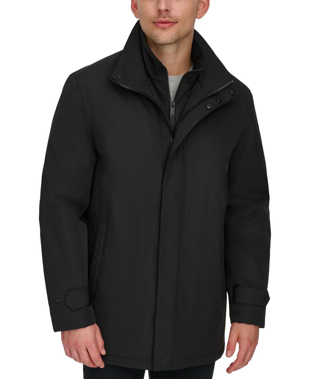 Dockers Men's 3/4-Length Car Coat with Full-Zip Bib - Black | Smart Closet