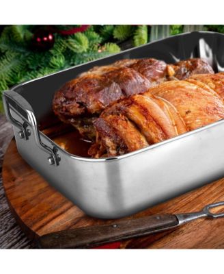 14" Roaster With Polished Rack And Wire Handle