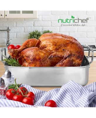 14" Roaster With Polished Rack And Wire Handle