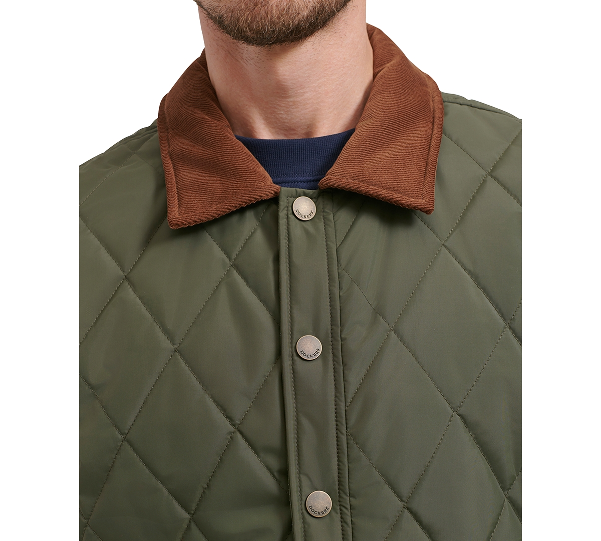 Dockers Men's Diamond-Quilted Jacket with Corduroy Collar