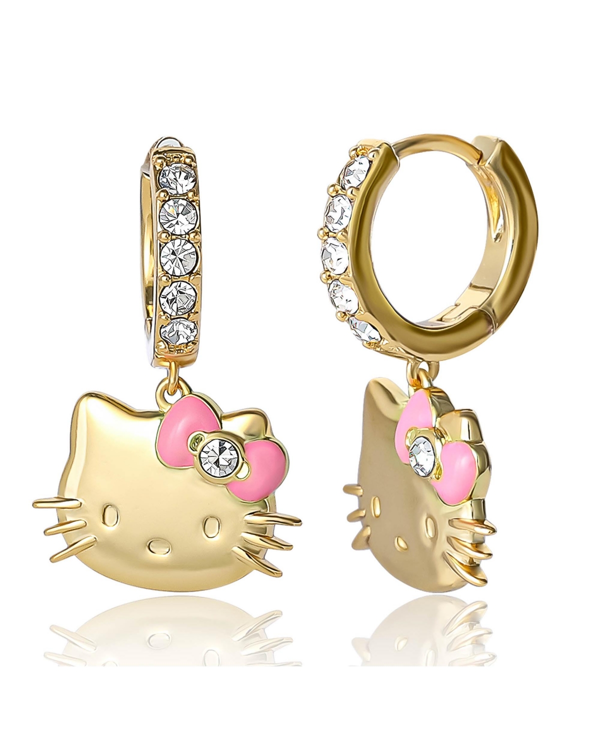 Sanrio Pave Charm Hoop Earrings - Gold tone, pink