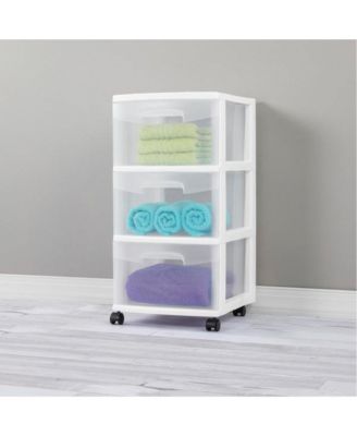 3 Drawer Storage Cart, Plastic Rolling Organizer with Wheels, 2 Pack