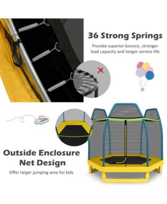 7FT Kids Trampoline W/Safety Enclosure Net Spring Pad