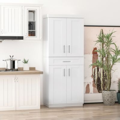 Kitchen Pantry with Doors and Drawer, Adjustable Shelves