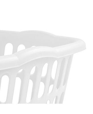1.5 Bushel Rectangular Plastic Laundry Basket Bins, White, 12 Pack
