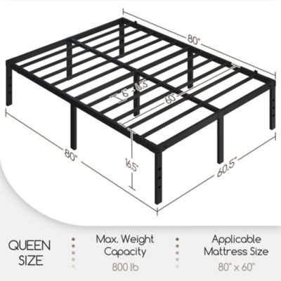 Metal Platform Bed Frame with Heavy Duty Steel Slat Support / Non-slip Mattress Foundation / No Box Spring Needed