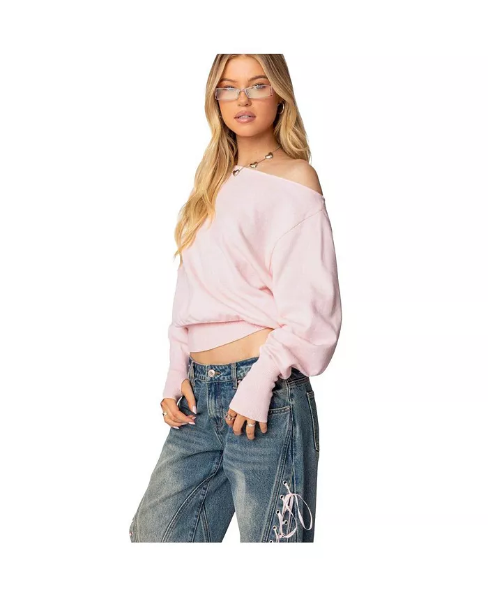 Women's Off Shoulder Oversized Sweater - thumbnail 8