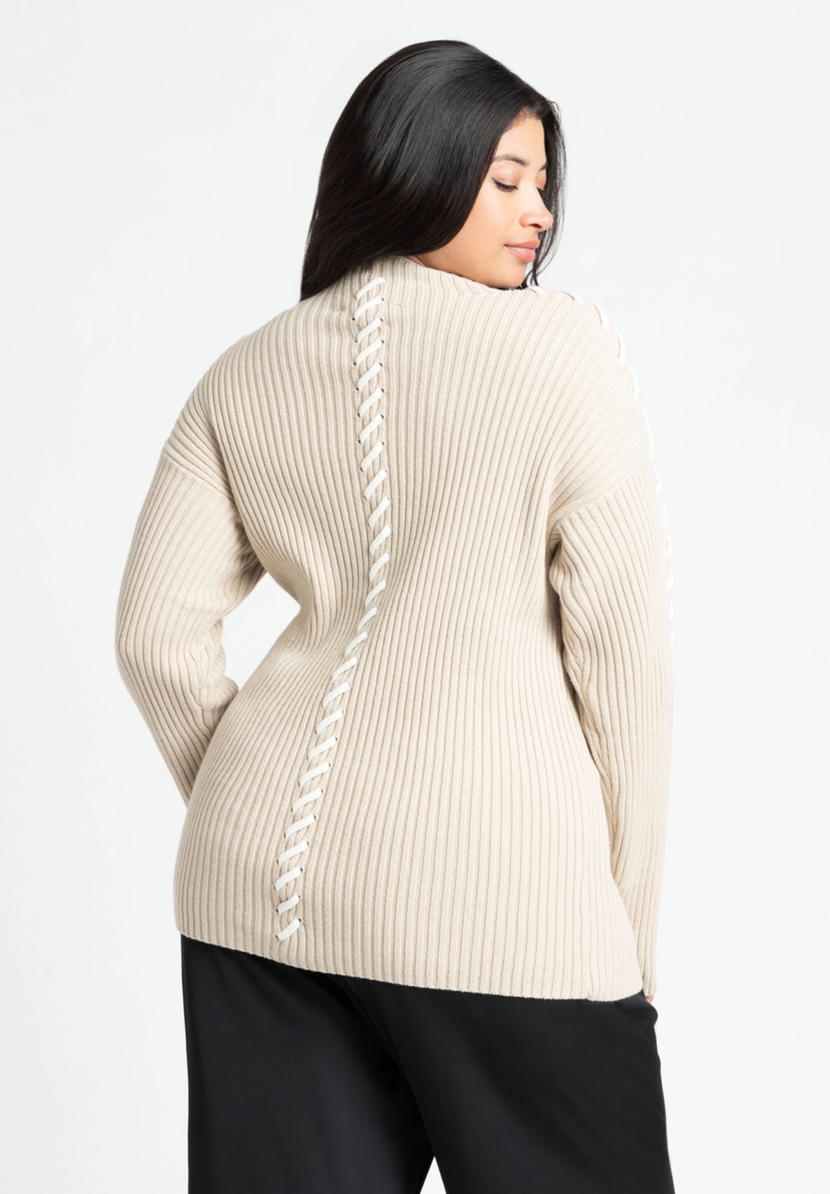 Eloquii Women's Stitch Detail Sweater