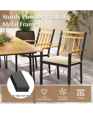 Patio Dining Chairs Set of 2 Metal Outdoor Chairs with Removable Padded Cushions