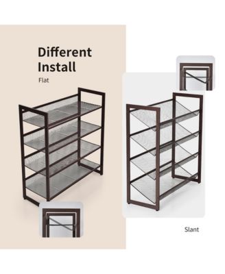 4-Tier Shoe Rack Adjustable to Flat Slant Shoe Organizer Holder Stand