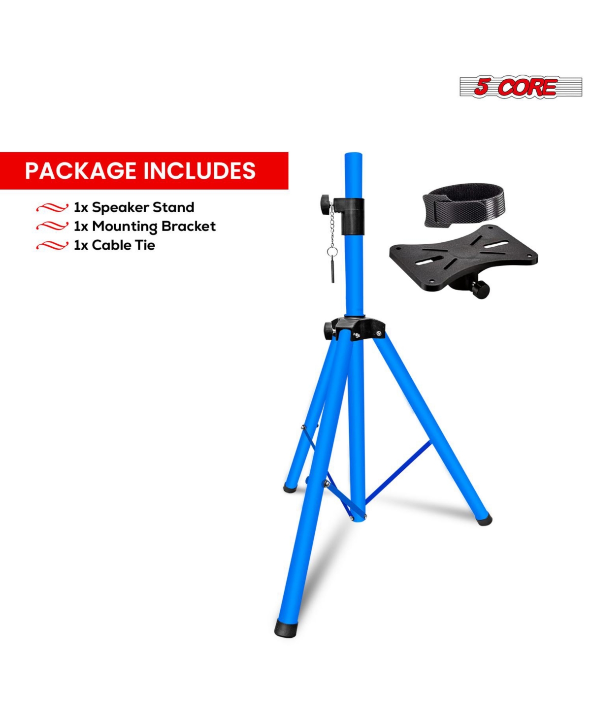 5 Core Speaker Stand Tripod Floor Short Adjustable Dj Studio Monitor Stands Pole Mount - 4FT - Blue