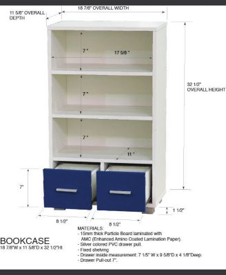 Kids Toy Storage Organize, Children Bookcase with Drawers, White/Blue