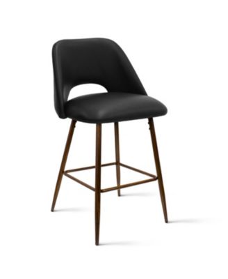 26 Inch Counter Height Stools Set of 2, Armless Industrial Faux Leather Stools with Metal Legs-Maison Boucle