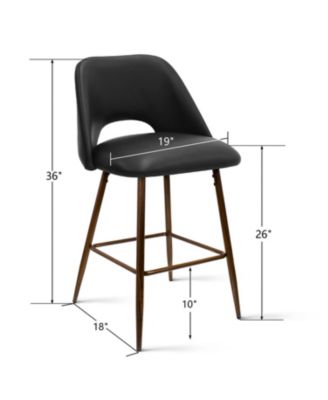 26 Inch Counter Height Stools Set of 2, Armless Industrial Faux Leather Stools with Metal Legs-Maison Boucle