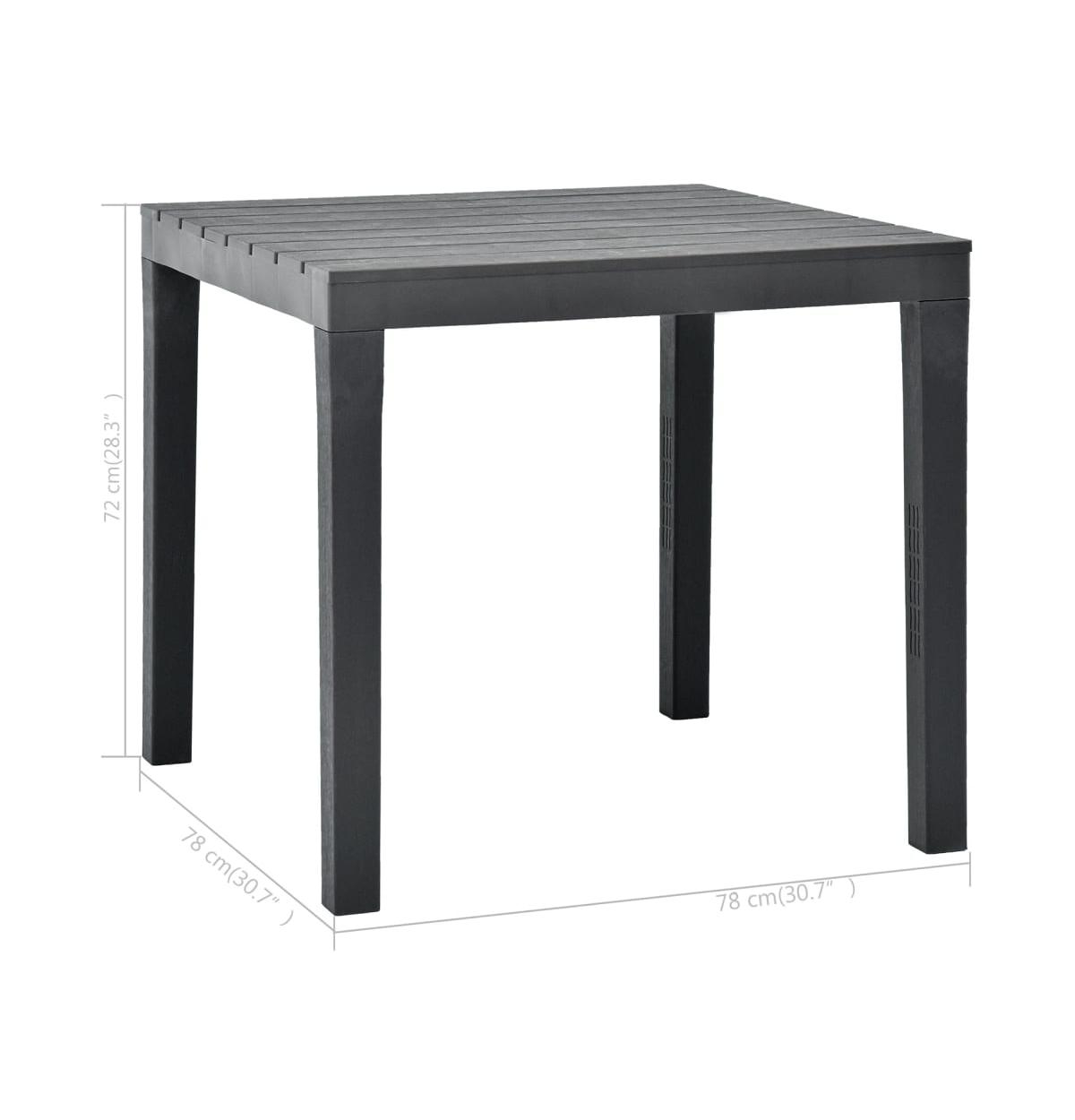 vidaXL Patio Table Anthracite 30.7"x30.7"x28.3" Plastic
