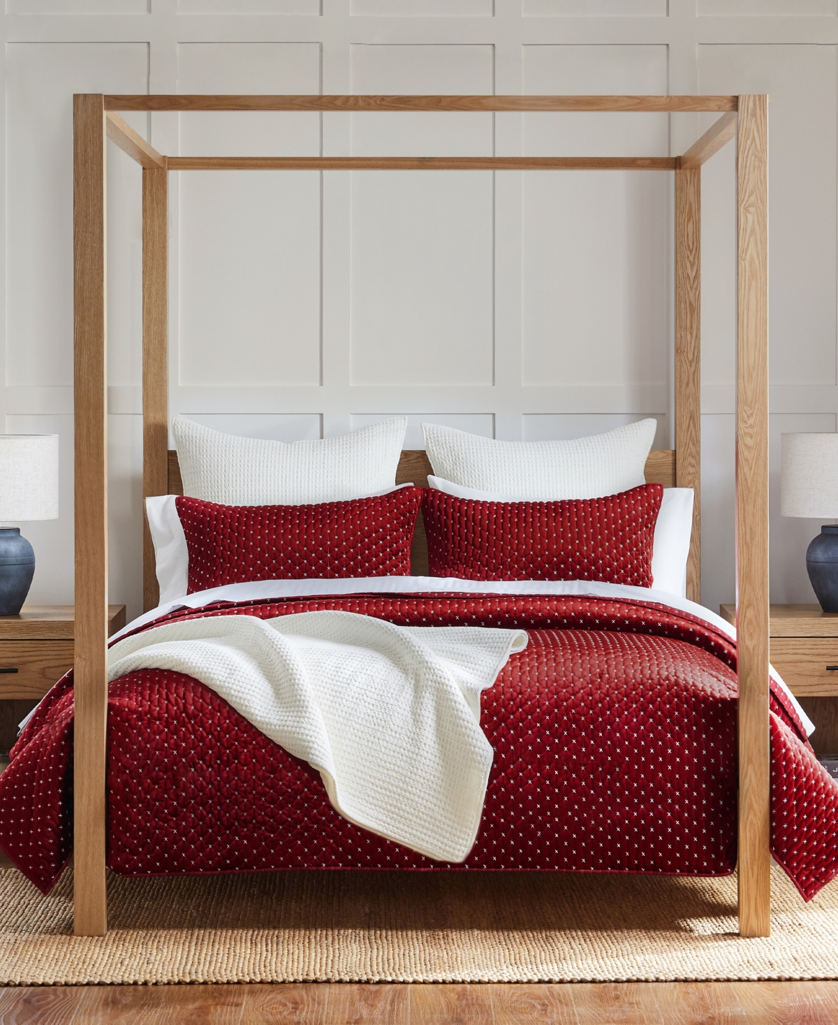 Levtex Cross Stitch Stitching 2-pc. Quilt Set, Twin/twin Xl In Red Velvet