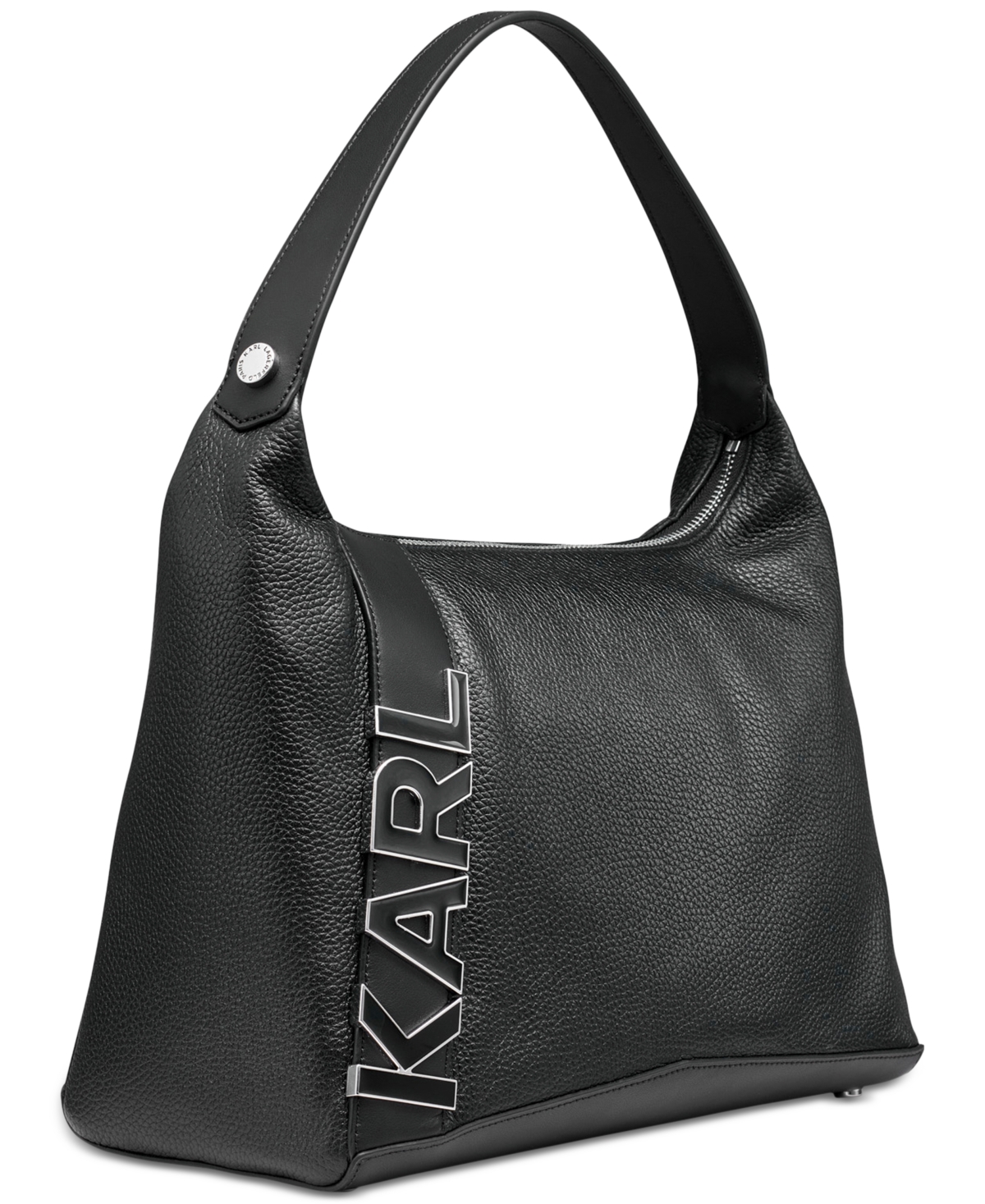 Karl Lagerfeld Paris Lunette Medium Leather Hobo -silver