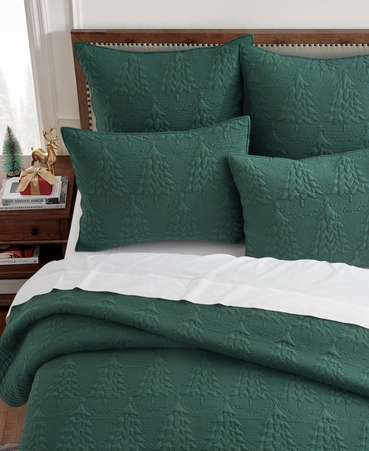 Levtex O Christmas Tree Stitching 3-pc. Quilt Set, Full/queen In Green