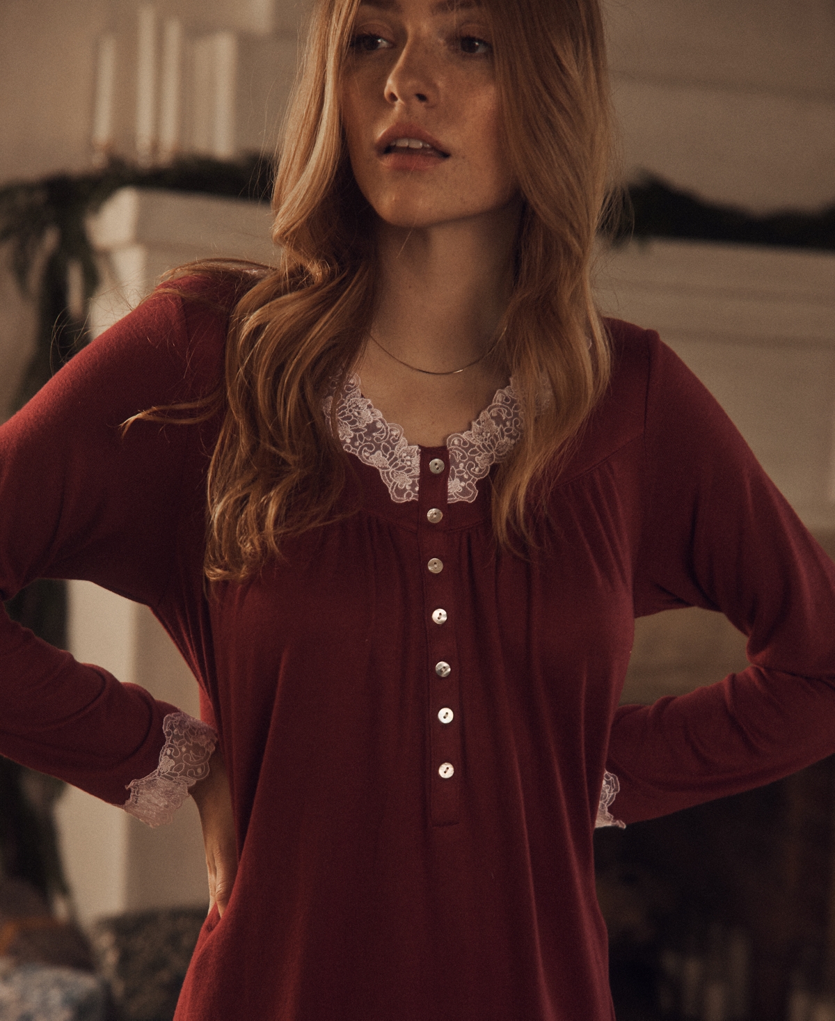 Eileen West Women's Sweater-knit Ballet Nightgown In Berry