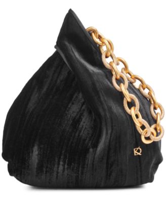 Donna Karan Lawrence Velvet Wristlet with Pavé Chain Strap
