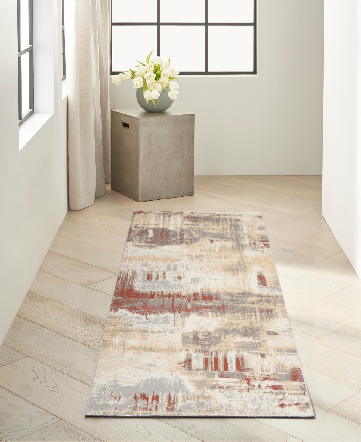 Calvin Klein Ck005 Enchanting Ech02 2'3"x7'3" Runner Area Rug In Gray,rust
