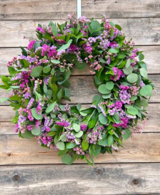 Shades of Pink Silver Eucalyptus, Misty and Staice Real Wreath 22"
