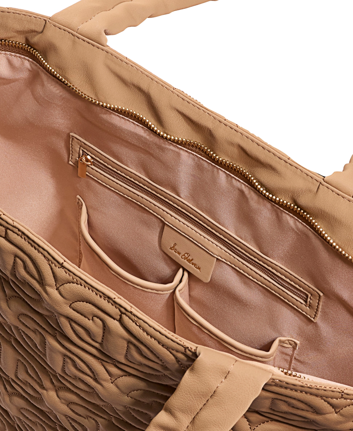 Sam Edelman Ethyl Top Zip Medium East West Tote In Tan