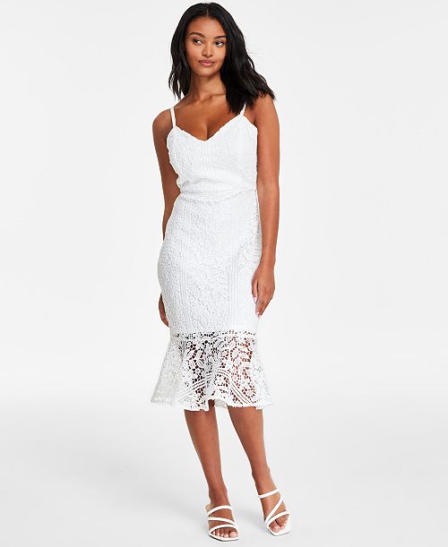 alfani Siena Women's Floral-Lace V-Neck Sleeveless Midi Lace Dress Women's Fashion Shoes & Accessories