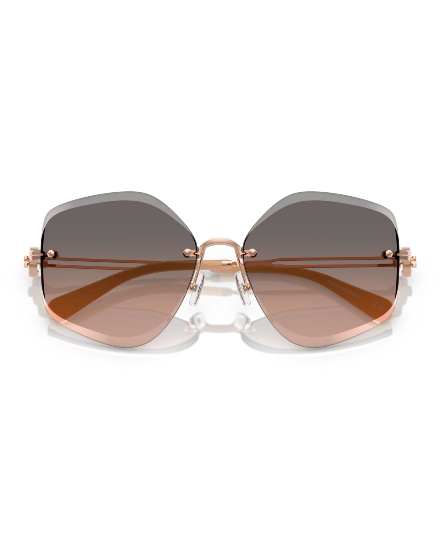 Женские солнцезащитные очки Tory Burch Sunglasses TY6111, цвет: Светлый розовый золотой — фото 6