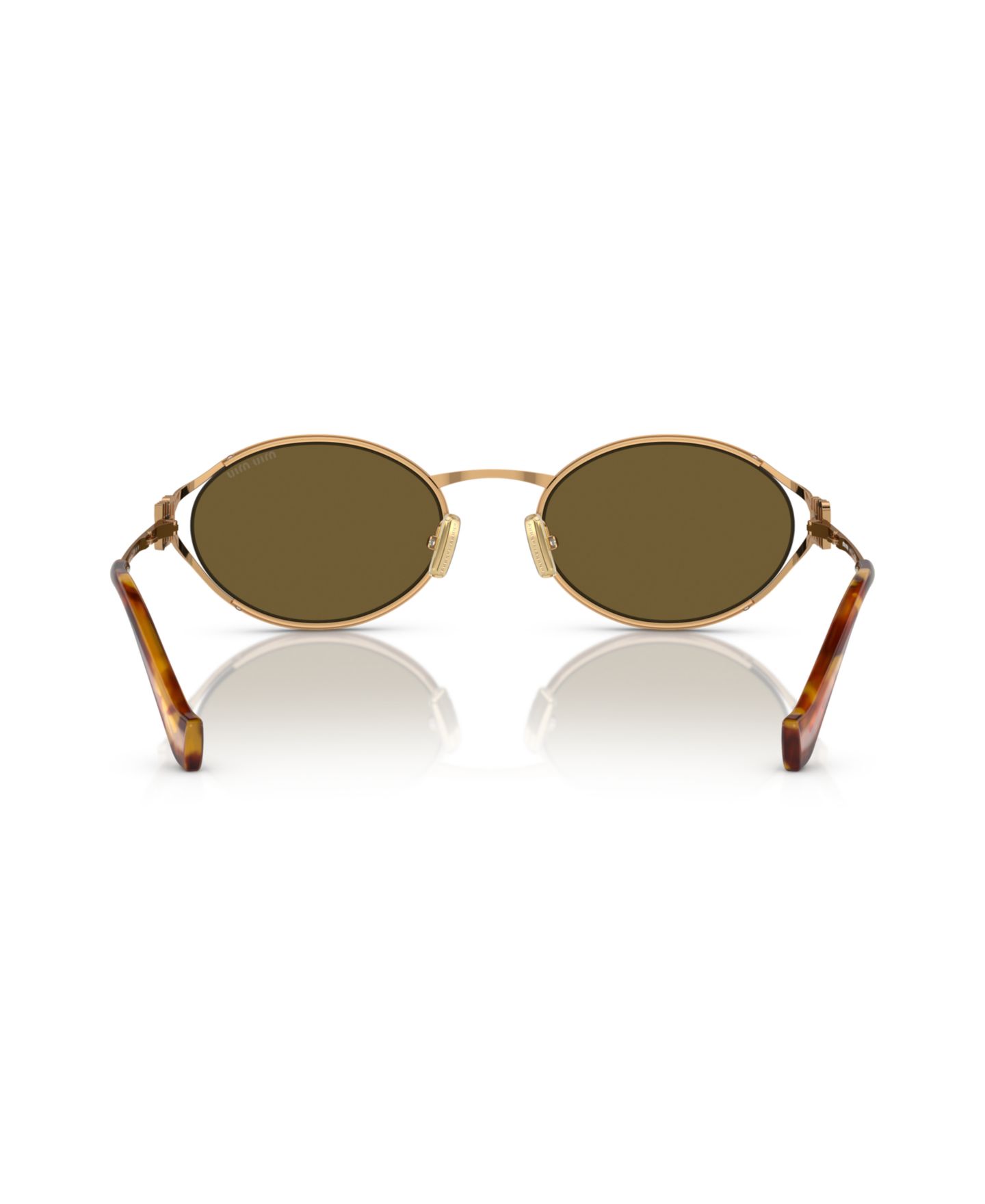 Женские солнцезащитные очки MIU MIU Oval Metal Sunglasses, MU52YS, цвет: Латунный золотой — фото 3