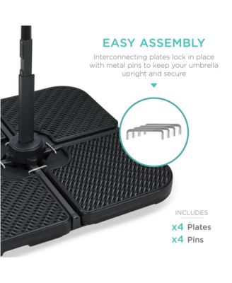 4-Piece Cantilever Offset Patio Umbrella Stand Square Base Plate Set w/ Easy-Fill Spouts